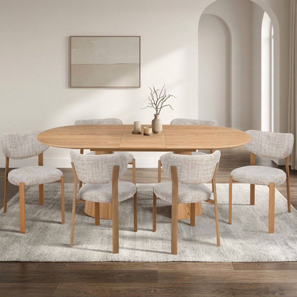 Sherwood Natural Oak Finish Oval Extension Dining Table  160-200cm - MyChocolateWood