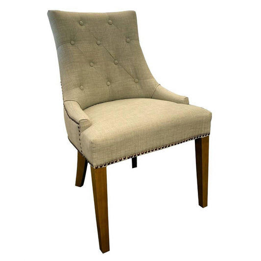 MyChocolateWood flaxen armchair with oak legs, featuring a comfortable upholstered seat and sleek wooden frame.