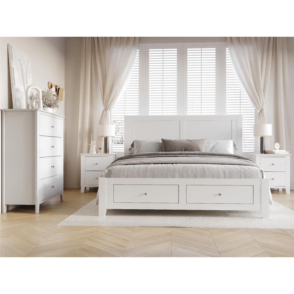 SELENE RUBBERWOOD 4 PIECE BEDROOM SUITE: 2-DRAWER DOUBLE BED 2BEDSIDE TABLE 1 TALLBOY - MyChocolateWood