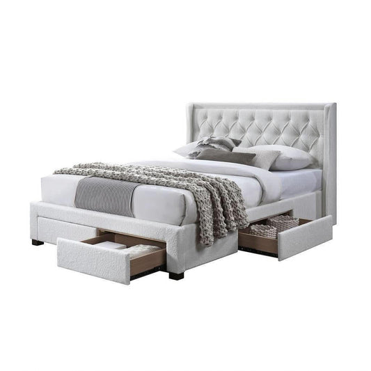 Jacinta 4-Drawer Storage Bed in Boucle - Chocolate Wood