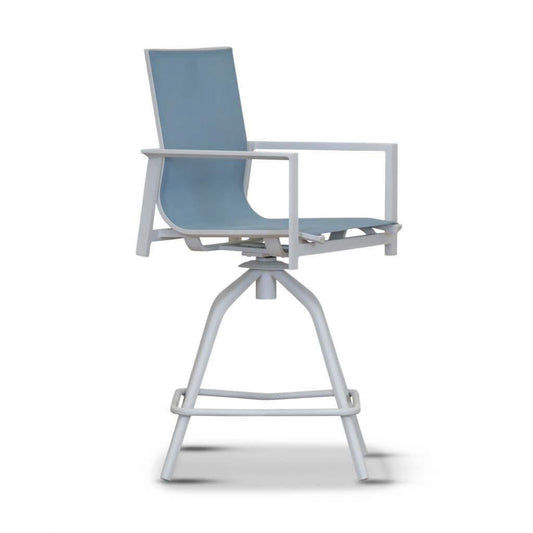 Versa Swivel Bar Chair, White / Blue - MyChocolateWood
