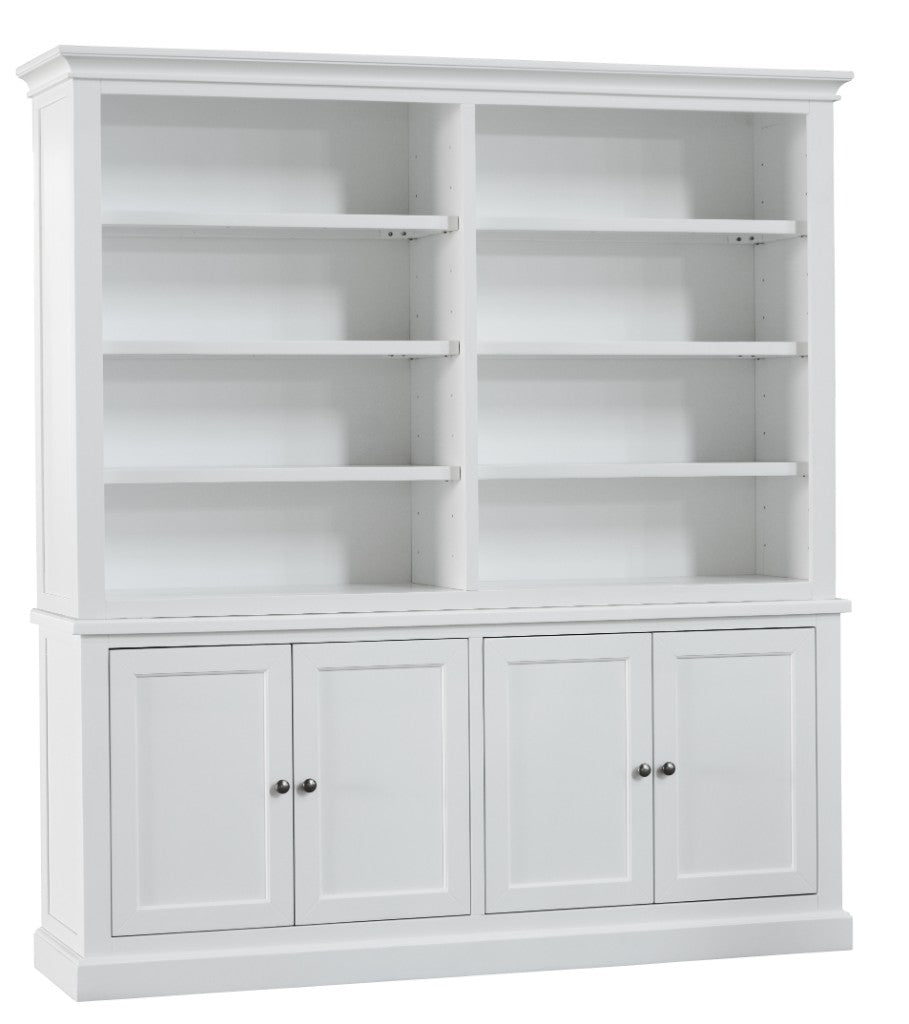 SHERBORNE ACACIA WOOD 4-DOORS & 6 SHELVES BUFFET & HUTCH WHITE