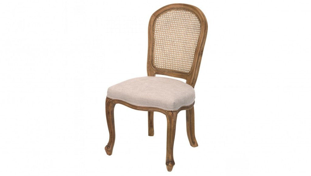 KAVALA 9-piece dining set with mango wood parquetry top table and 8 natural KAVALA dining chairs in American oak color.