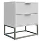 SNOWDON ACACIA 2-DRAWER BEDSIDE TABLE IN WHITE ART DECO STYLE - MyChocolateWood
