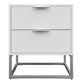 SNOWDON ACACIA 2-DRAWER BEDSIDE TABLE IN WHITE ART DECO STYLE - MyChocolateWood