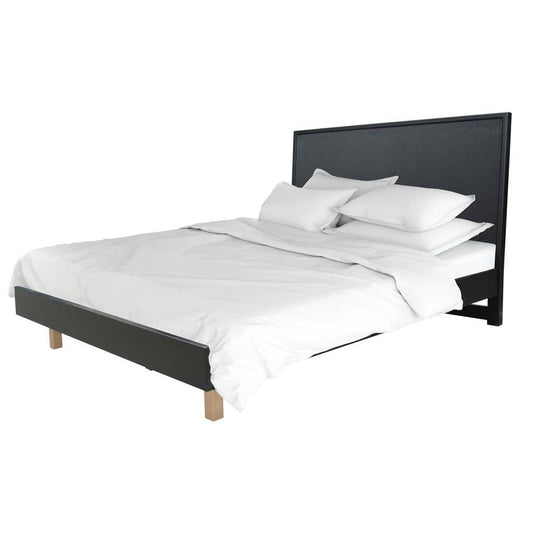 Snowdon Acacia Art Deco Bed in Black - Chocolate Wood