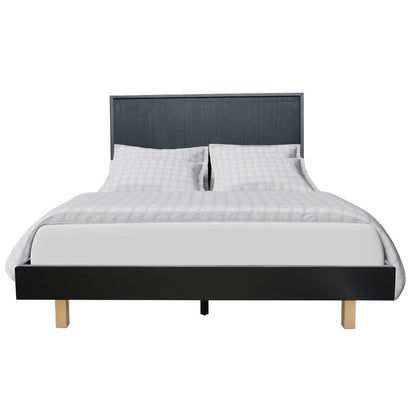 Snowdon Acacia Art Deco Bed in Black - Chocolate Wood