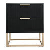 SNOWDON ACACIA 2-DRAWER BEDSIDE TABLE IN BLACK ART DECO STYLE