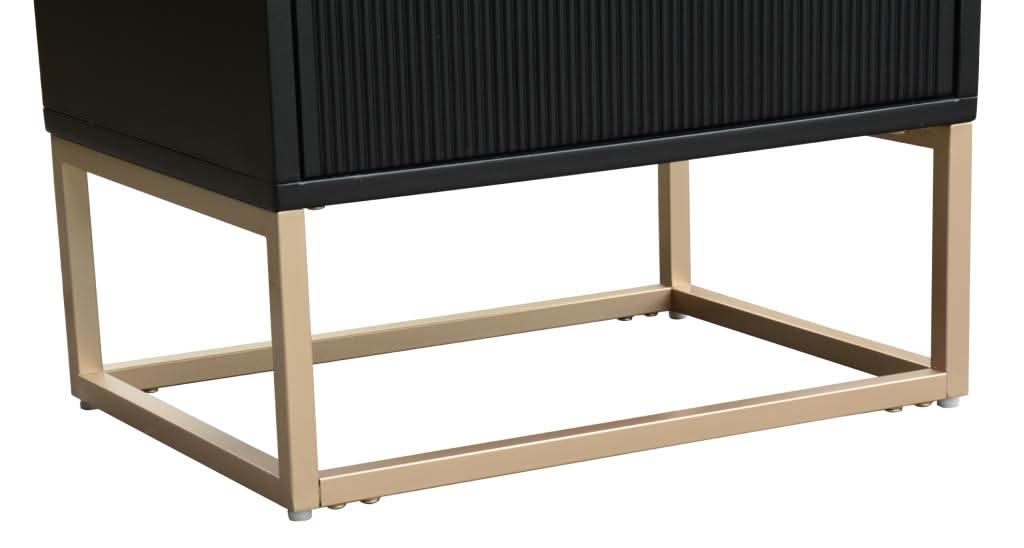 SNOWDON ACACIA 2-DRAWER BEDSIDE TABLE IN BLACK ART DECO STYLE - MyChocolateWood