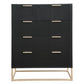 SNOWDON ACACIA 4-DRAWER TALLBOY CHEST OF 4 DRAWERS IN BLACK ART DECO STYLE - MyChocolateWood