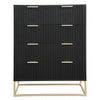 SNOWDON ACACIA 4-DRAWER TALLBOY CHEST OF 4 DRAWERS IN BLACK ART DECO STYLE