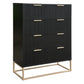 SNOWDON ACACIA 4-DRAWER TALLBOY CHEST OF 4 DRAWERS IN BLACK ART DECO STYLE - MyChocolateWood