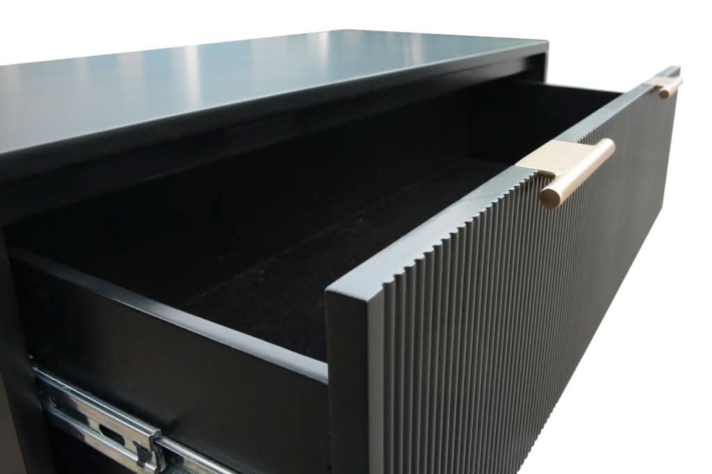 SNOWDON ACACIA 4-DRAWER TALLBOY CHEST OF 4 DRAWERS IN BLACK ART DECO STYLE - MyChocolateWood