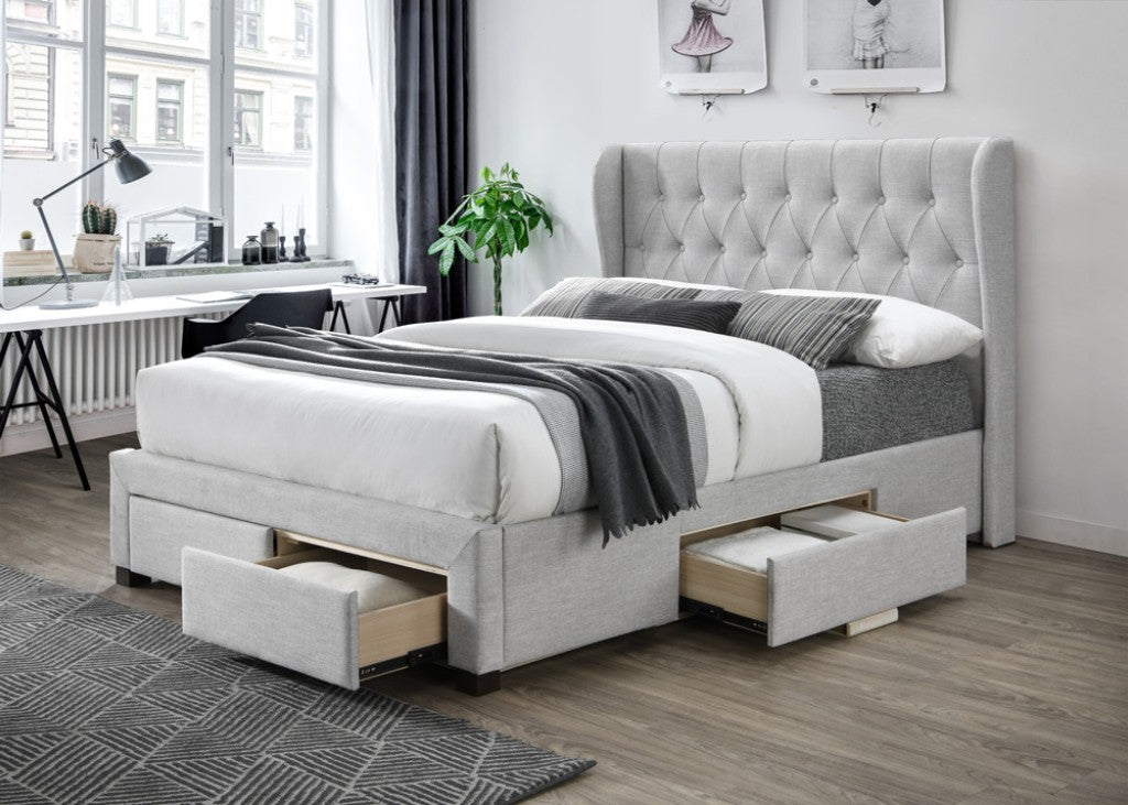 HESTER 4-DRAWER DOUBLE SIZE STORAGE BED STONE - MyChocolateWood