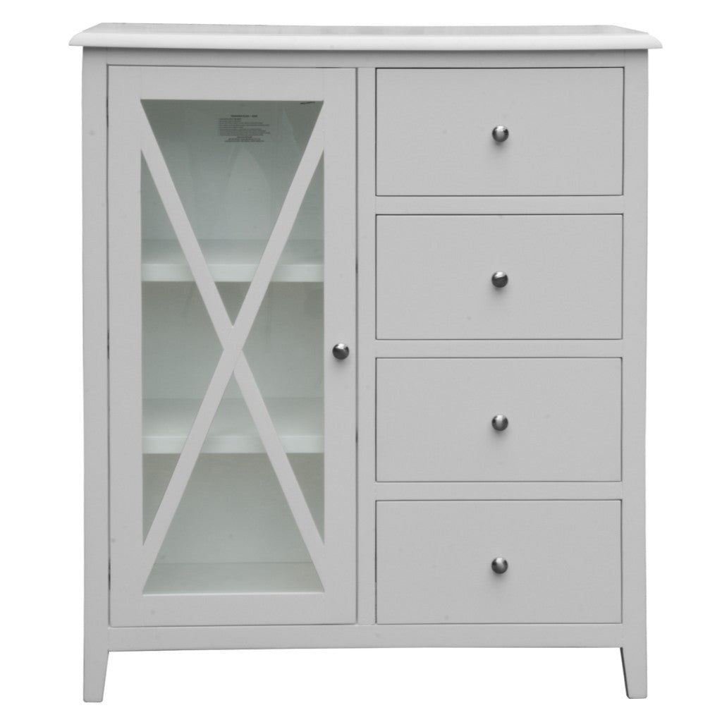 LUGANO HAMPTONS STYLE ACACIA 4 PIECE BEDROOM SUITE: 2-DRAWER DOUBLE BED 1 DOOR GLASS TALLBOY 2 BEDSIDE TABLES - MyChocolateWood