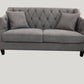 VENIER 2-SEATER FABRIC QUILTED & STUDDED SOFA LATTE PEWTER - MyChocolateWood
