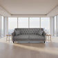 VENIER 3-SEATER FABRIC QUILTED & STUDDED SOFA PEWTER - MyChocolateWood