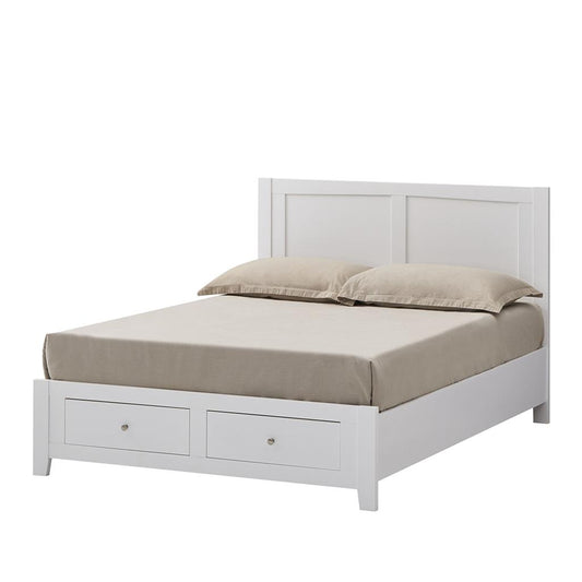 Selene Rubberwood Bed in White - Chocolate Wood