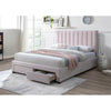Cleary Fabric Bed in Pink - Chocolate Wood