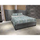 Cleary Fabric Extended Headboard Bed in Beige - Chocolate Wood