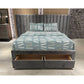 Cleary Fabric Extended Headboard Bed in Beige - Chocolate Wood