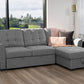 BRIENNE FABRIC SOFABED 2-SEATER SOFA & REVERSIBLE STORAGE CHAISE GREY - MyChocolateWood