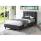 Amara Fabric Bed in Charcoal - Chocolate Wood