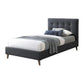Amara Fabric Bed in Charcoal - Chocolate Wood