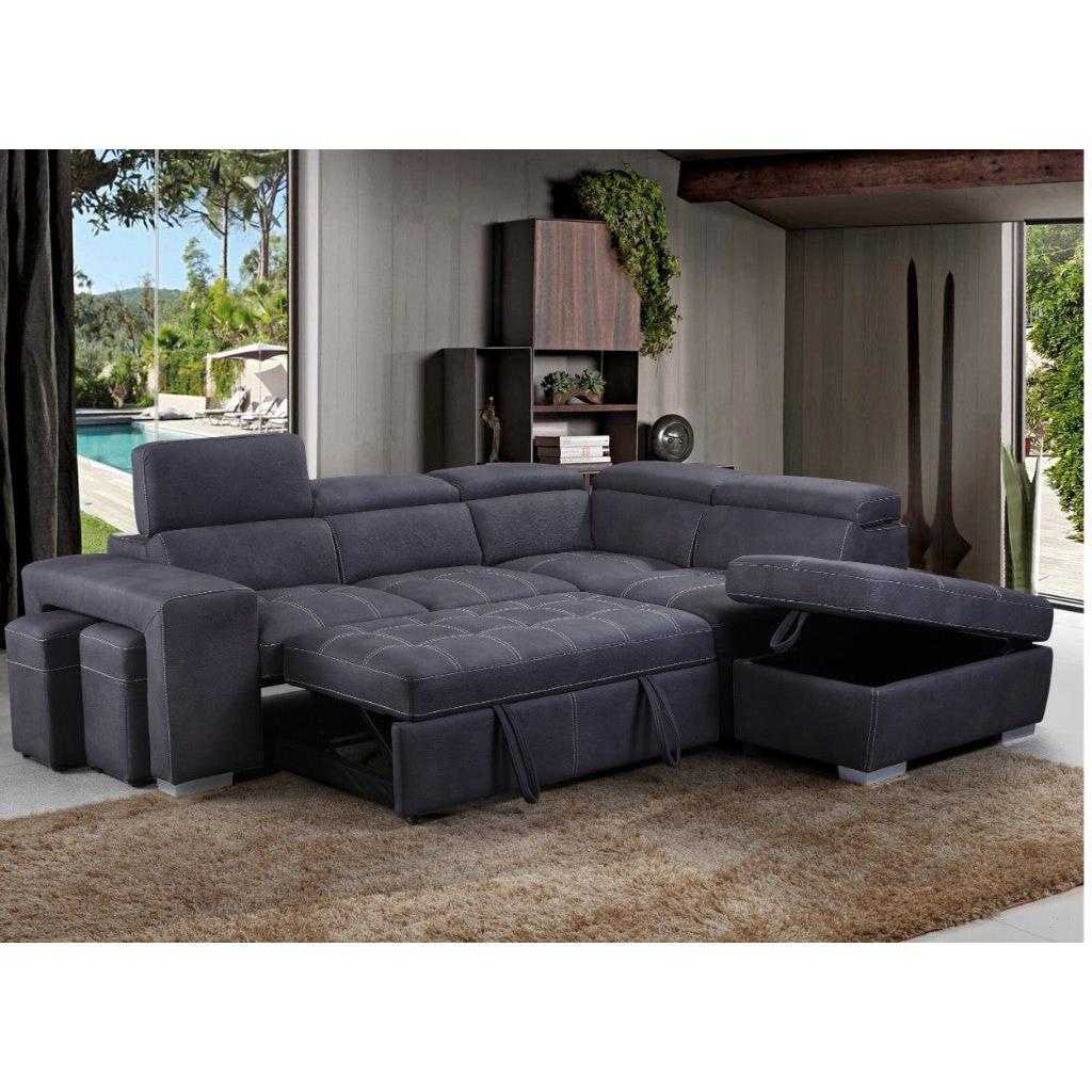 CAVANNA LOUNGE - CORNER RHF CHAISE PULL OUT BED/RHF CHARCAOL - MyChocolateWood