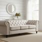 WOODLEY LOUNGE CHESTERFIELD 3-SEATER SOFA + 2-SEATER SOFA COUCH SETTEE IN BEIGE FABRIC - MyChocolateWood