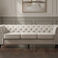 WOODLEY LOUNGE CHESTERFIELD 3-SEATER SOFA + 2-SEATER SOFA COUCH SETTEE IN BEIGE FABRIC - MyChocolateWood