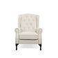 WOODLEY LOUNGE ARMCHAIR WING CHAIR IN BEIGE FABRIC - MyChocolateWood