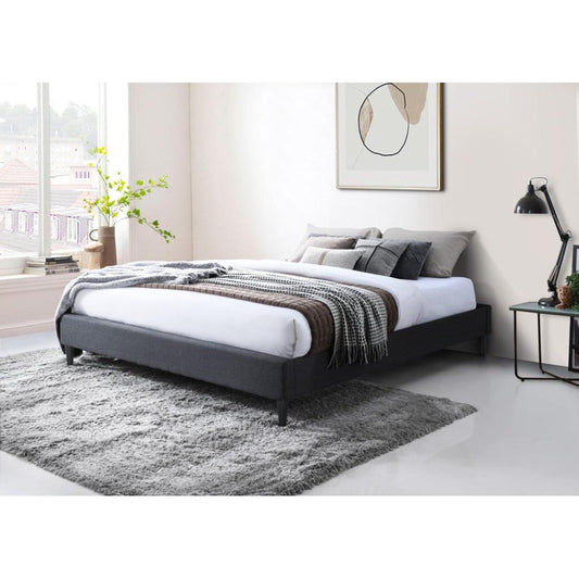 SASHA FABRIC KING BED BASE IN MID GREY - MyChocolateWood