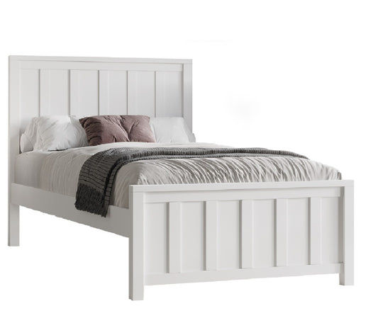 Baylin Rubberwood Bed in White - Chocolate Wood