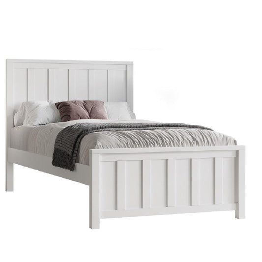 Baylin Rubberwood Bed in White - Chocolate Wood