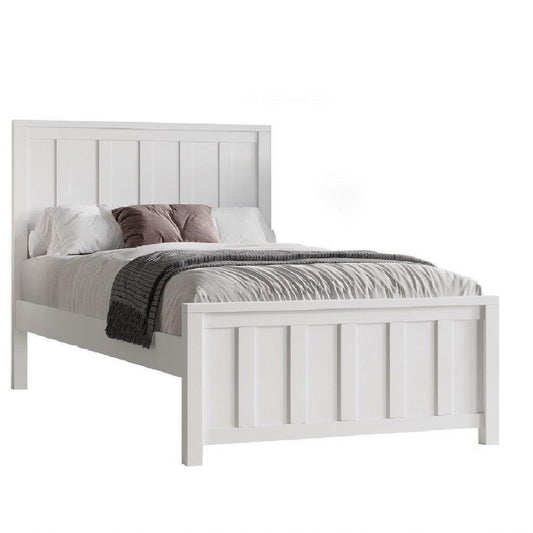 Baylin Rubberwood Bed in White - Chocolate Wood