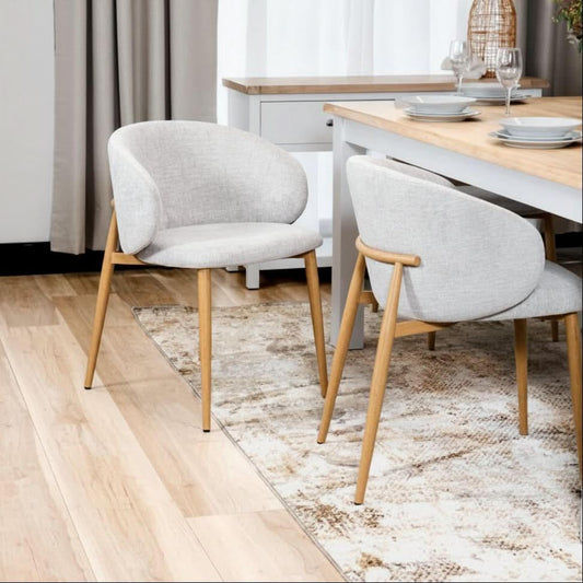 Dolores Fabric Dining Chair Taupe/Natural Oak Colour