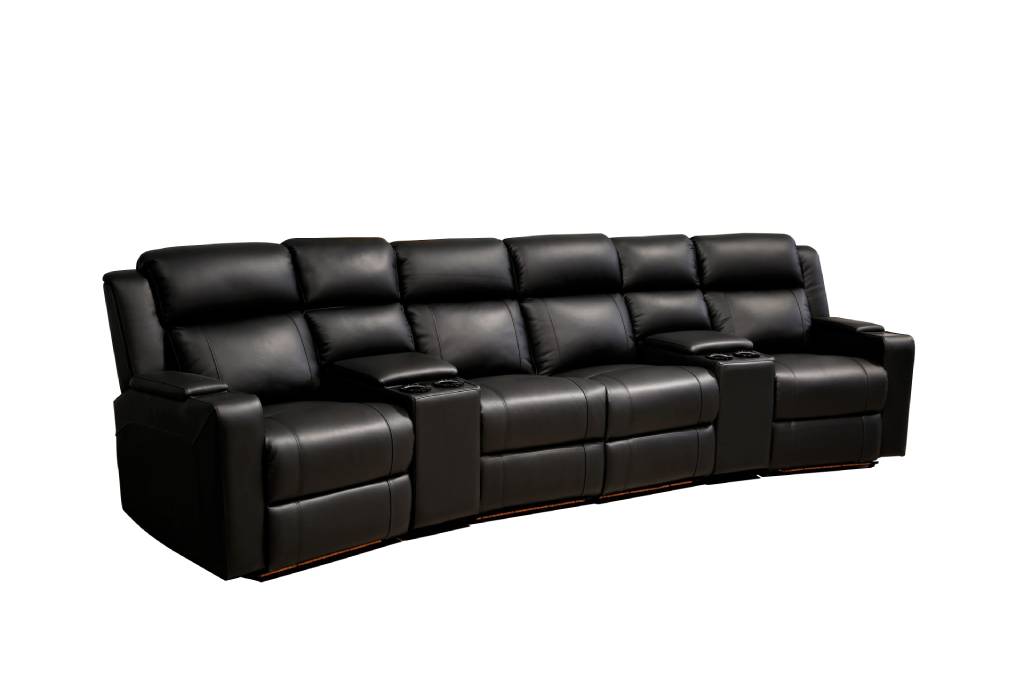 DORIA 4-SEATER 2 CONSOLES GENUINE LEATHER ELECTRIC RECLINER - MyChocolateWood