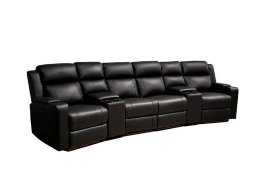 DORIA 4-SEATER 2 CONSOLES GENUINE LEATHER ELECTRIC RECLINER - MyChocolateWood