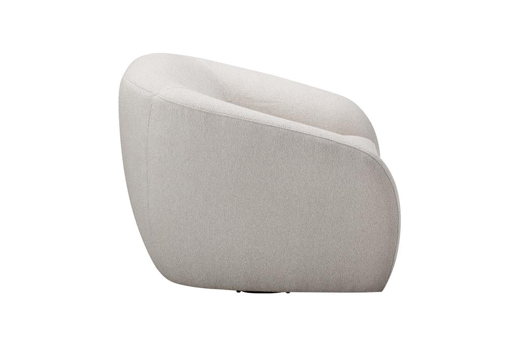 PICKARD PLYWOOD & EUCALYPTUS 360 DEGREE SWIVEL ARMCHAIR/SINGLE SEATER IN LINEN COLOUR - MyChocolateWood