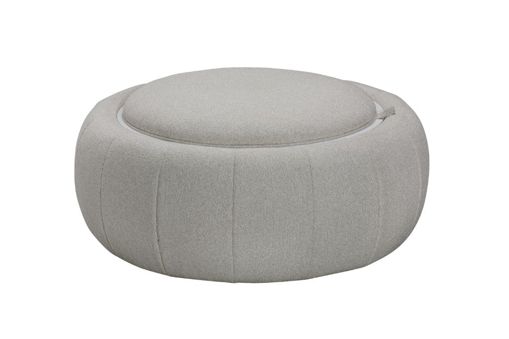 PICKARD  PLYWOOD & EUCALYPUS OTTOMAN  WITH STORAGE LINEN COLOUR - MyChocolateWood