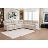 ALLOA FABRIC CORNER SOFA MODULAR WITH 2 END ELECTRIC RECLINERS BEIGE - MyChocolateWood