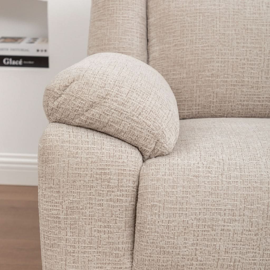 ALLOA FABRIC CORNER SOFA MODULAR WITH 2 END ELECTRIC RECLINERS BEIGE - MyChocolateWood