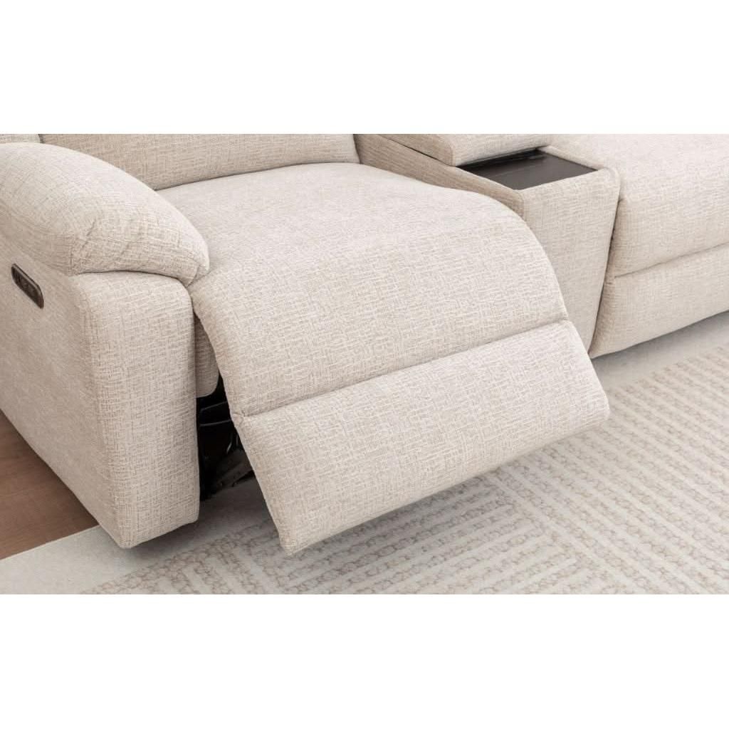 ALLOA FABRIC CORNER SOFA MODULAR WITH 2 END ELECTRIC RECLINERS BEIGE - MyChocolateWood
