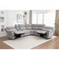 Alloa Fabric Modular Corner Sofa with 2 End Electric Recliners in Grey - Chocolate Wood