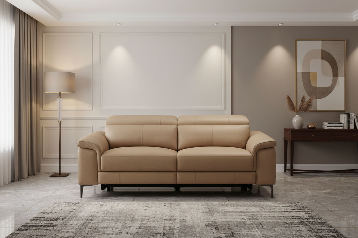 BRITTAS LEATHER 3-SEATER ELECTRIC RECLINER SOFA - MOCHA - MyChocolateWood