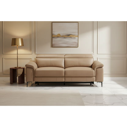 BRITTAS LEATHER 3-SEATER ELECTRIC RECLINER SOFA - MOCHA