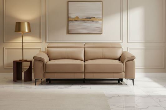 BRITTAS LEATHER 3-SEATER ELECTRIC RECLINER SOFA - MOCHA - MyChocolateWood