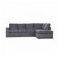 Marigny Fabric 3-Seater Sofa Bed with Right Facing Chaise in Dark Grey - Chocolate Wood