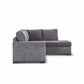 Marigny Fabric 3-Seater Sofa Bed with Right Facing Chaise in Dark Grey - Chocolate Wood